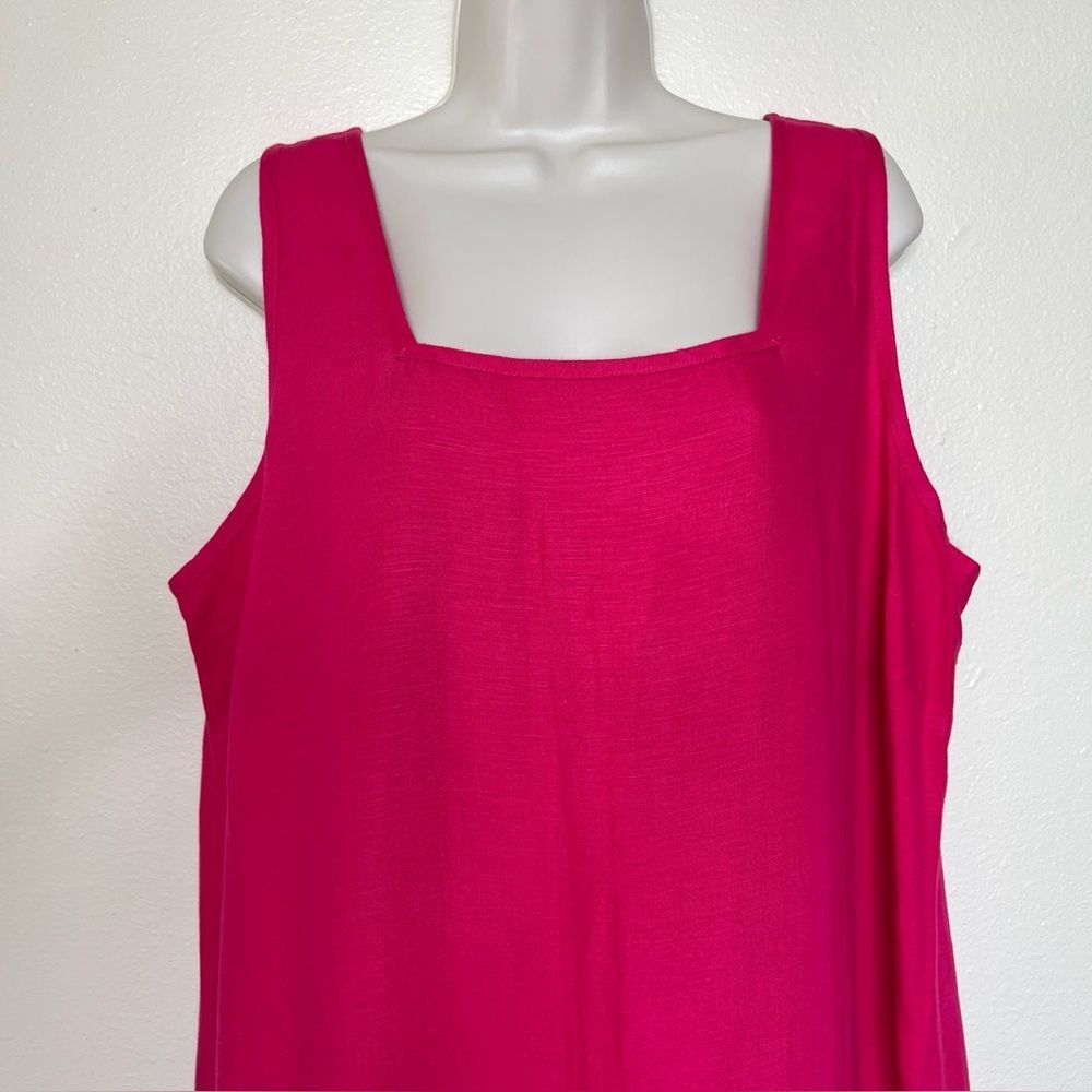 Avenue Pink Linen Rayon Maxi Shift Dress Square Neck Sleeveless Women Size 18 - Picture 4 of 10